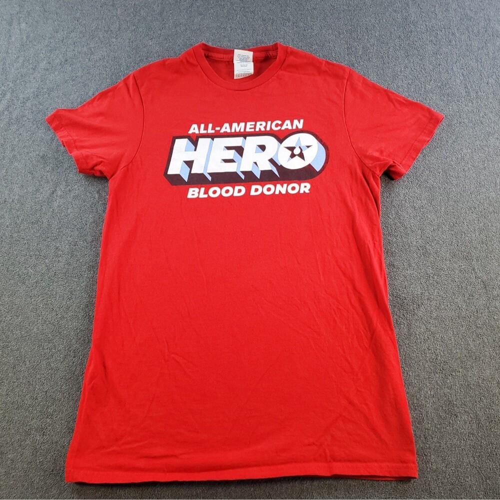 All American Hero TShirt Size Small ONE Blood  Red Delta